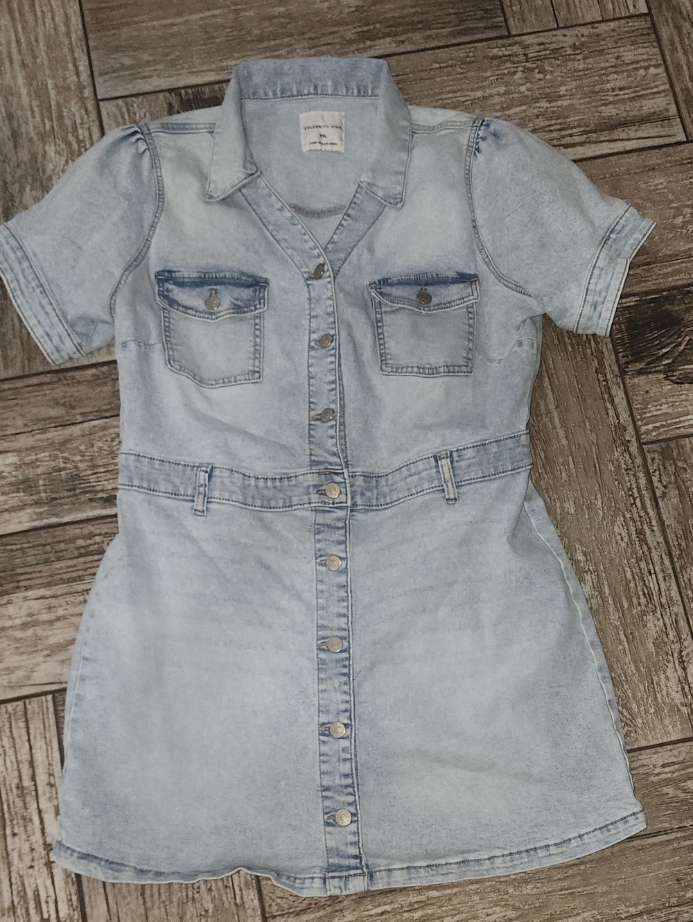 Light Wash Denim Button-Front Womens Dress